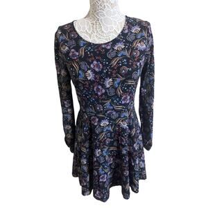 Forever 21 Blue Multicolored Floral Mini Dress Womens Size Large-EUC